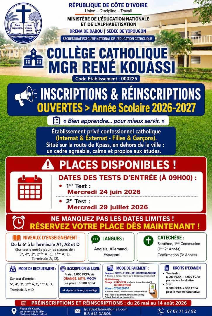 Inscriptions et réinscriptions 2026-2027