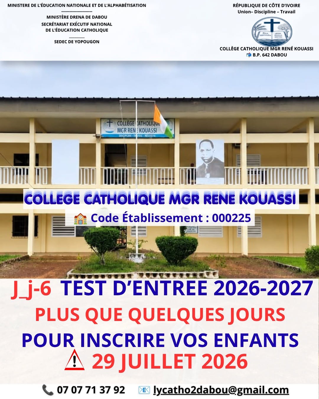 Tests d'entrée 2026